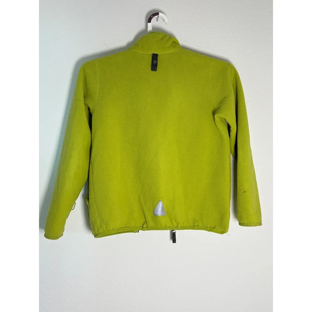 LL Bean Kids Full Zip Fleece Jacket Lime‎ Green Sherpa Lined Mock Neck XL 18-20